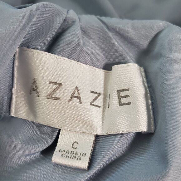 Azazie Gracie Women's Dress Dusty Blue Bridesmaid Wedding Guest Pleated Chiffon - Picture 13 of 15